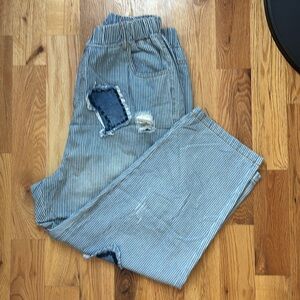 Women's Striped Patchwork Jeans